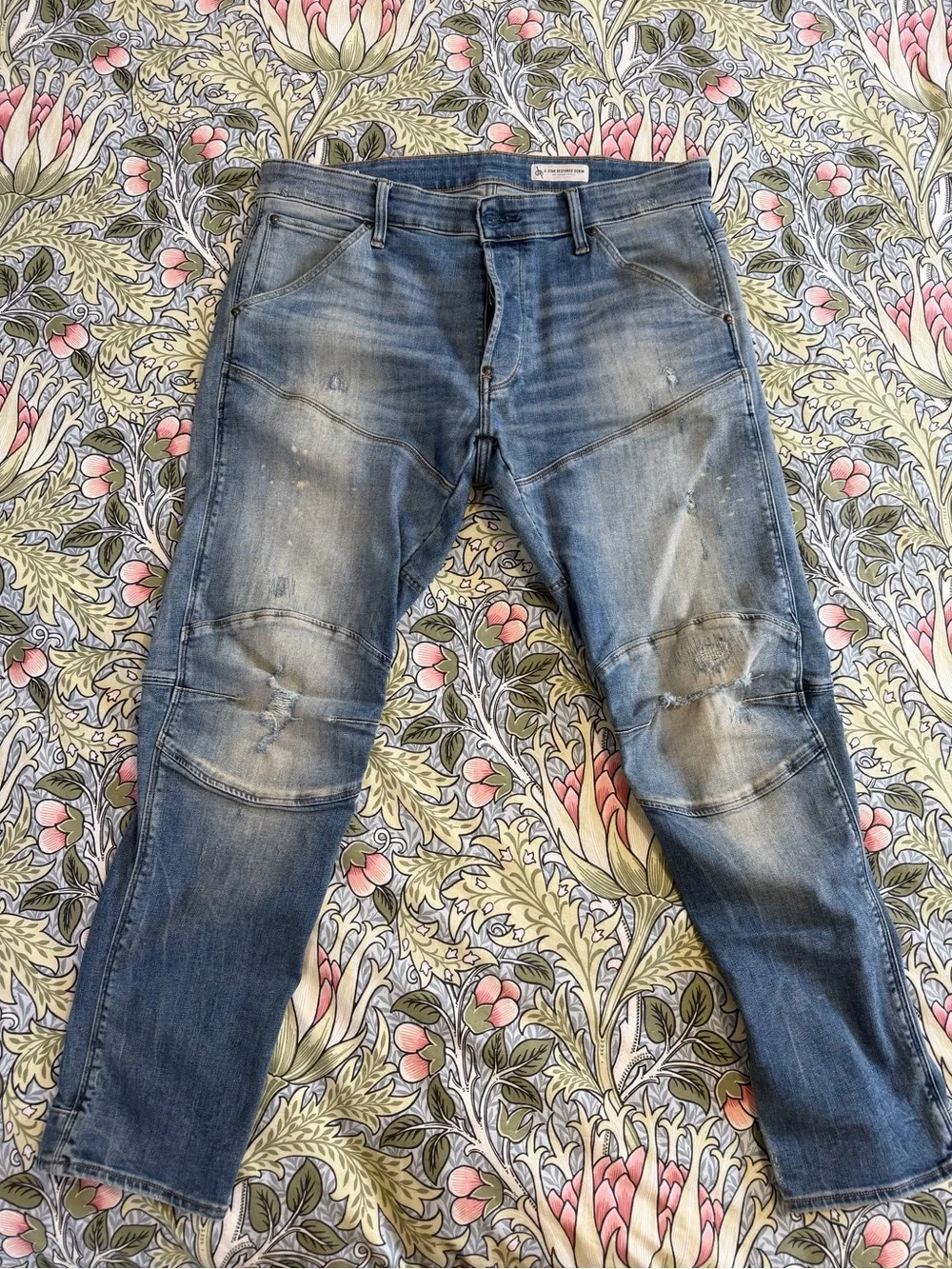 G-Star Raw 5620 3D Slim Men's Distressed Blue Denim Jeans Size 34/30